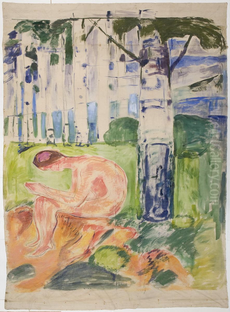 Seated Youth Oil Painting by Edvard Munch