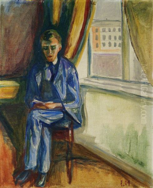 Andreas Reading Oil Painting by Edvard Munch