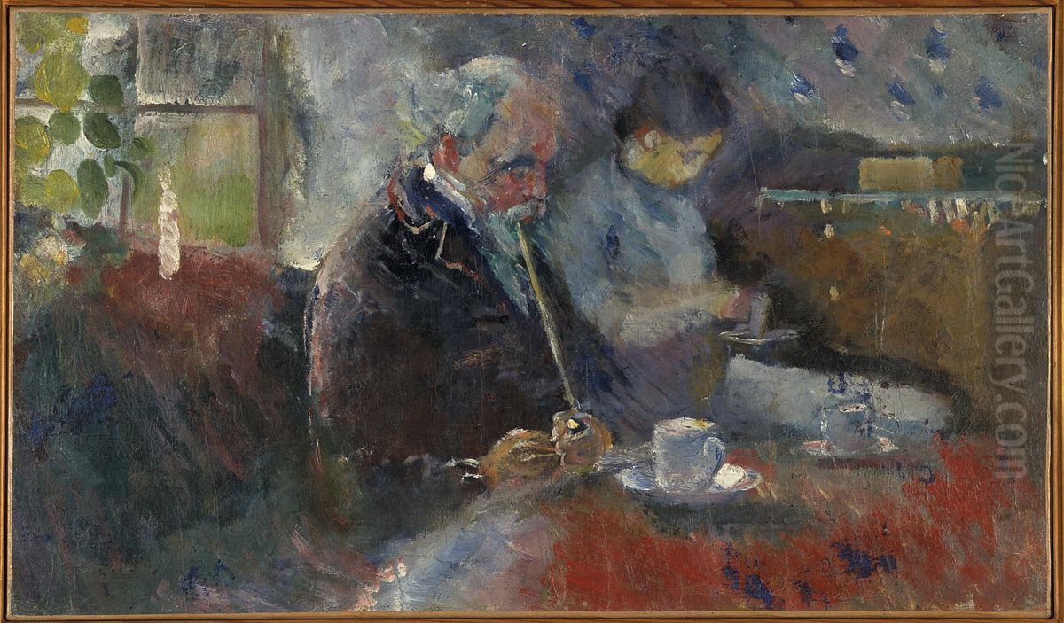 At the Coffee Table Oil Painting by Edvard Munch