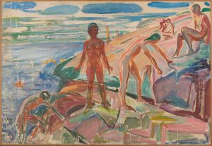 Bathers on Rocks