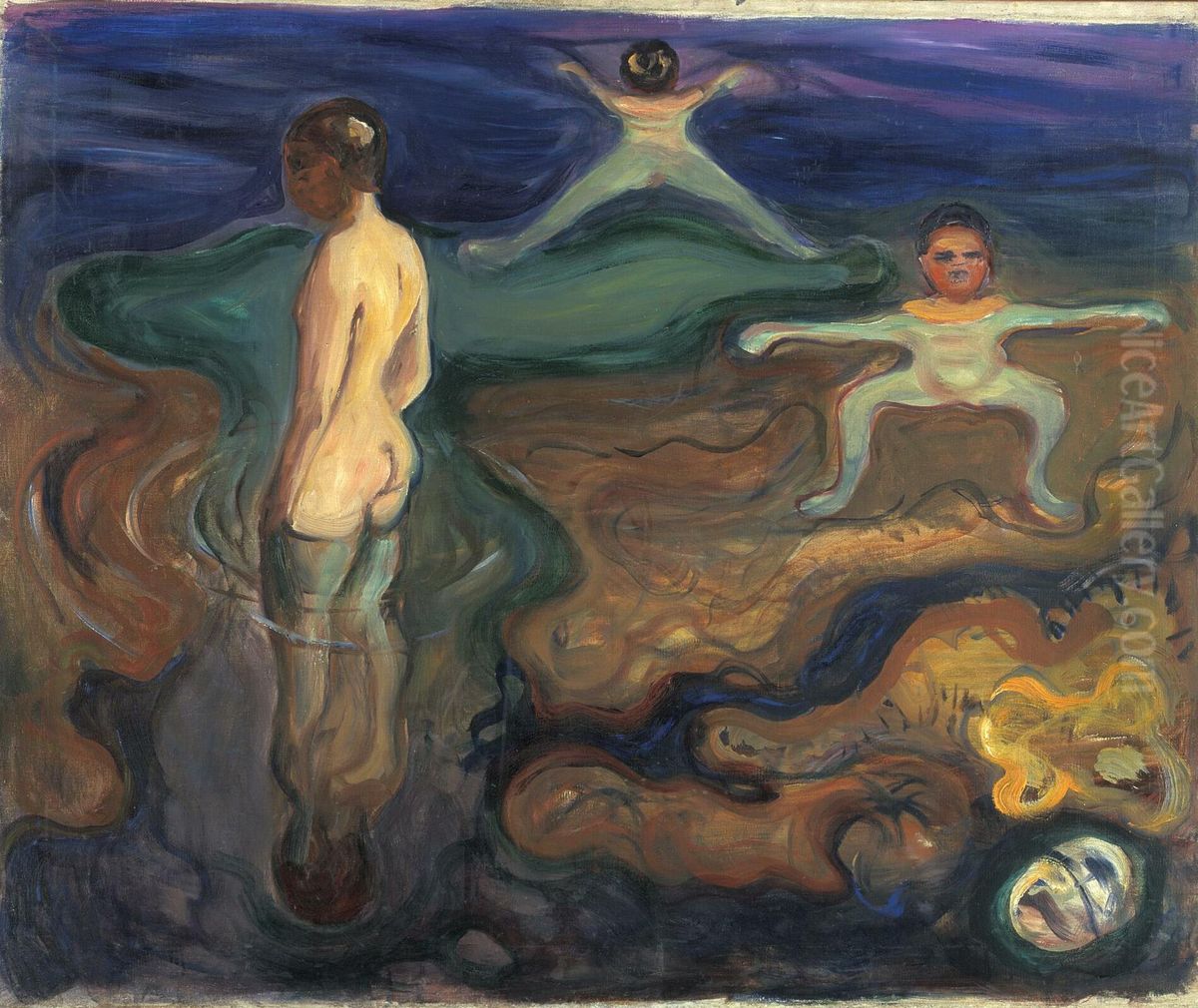 Bathing Boys Oil Painting by Edvard Munch