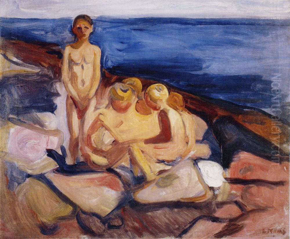 Bathing Boys Oil Painting by Edvard Munch