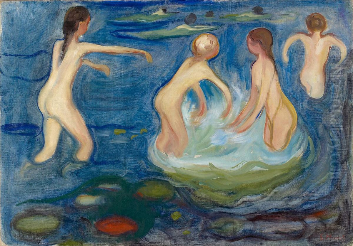 Bathing Girls Oil Painting by Edvard Munch