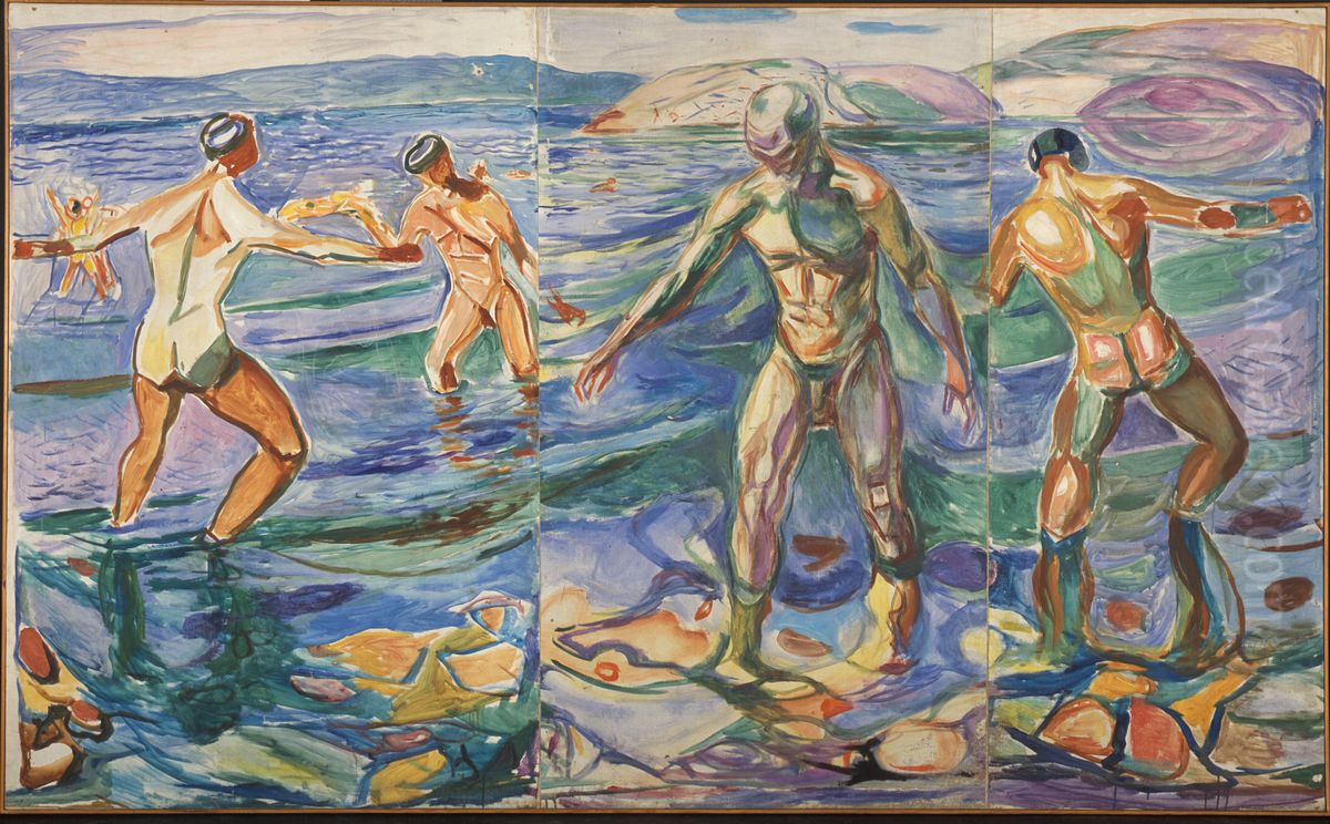 Bathing Men Oil Painting by Edvard Munch