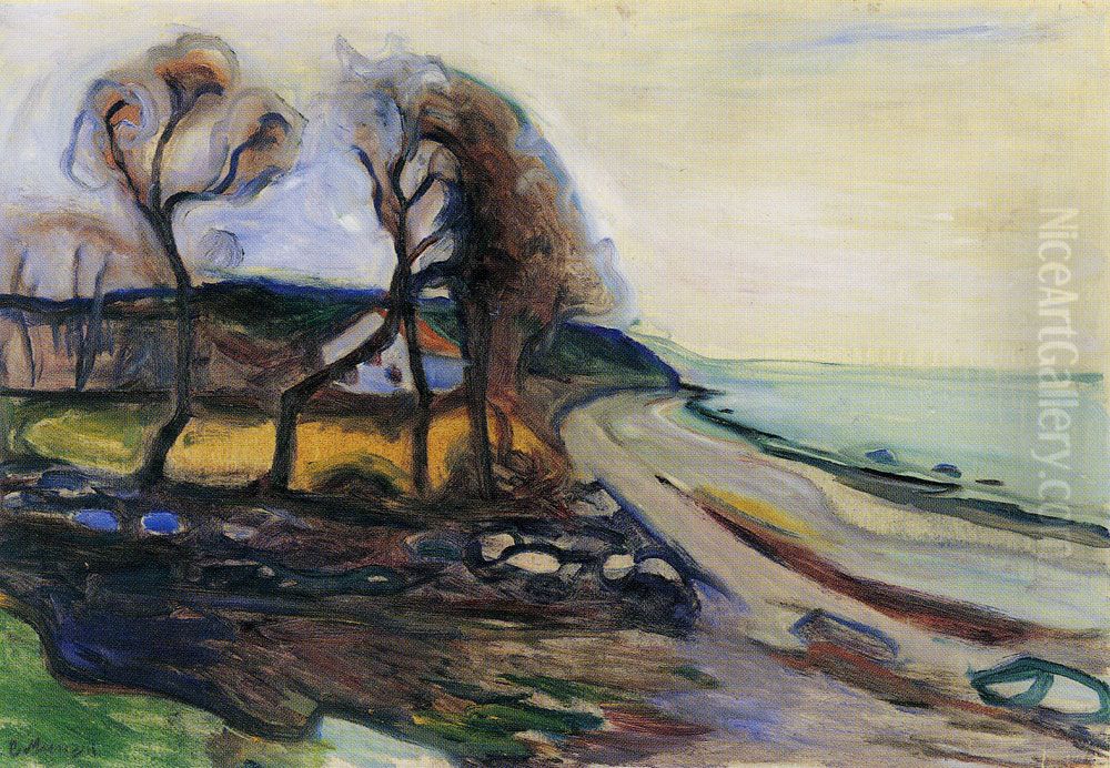 Beach Landscape Oil Painting by Edvard Munch