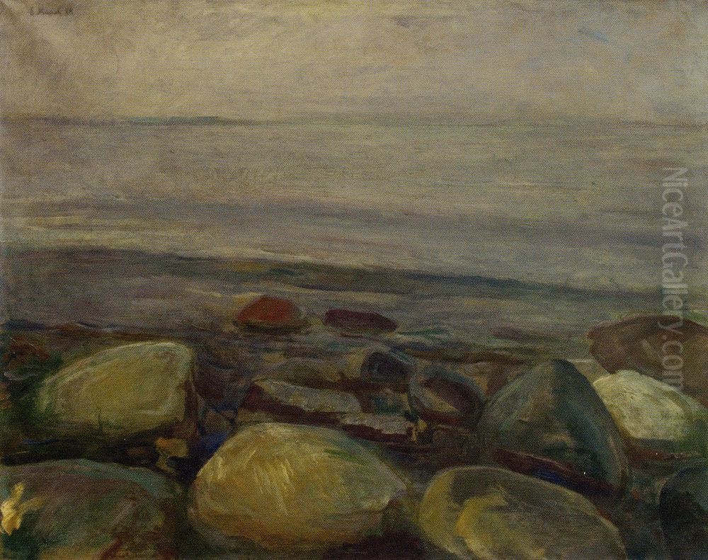 Beach Landscape from Asgardstrand Oil Painting by Edvard Munch