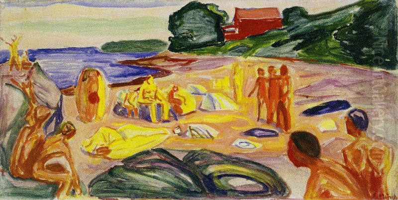 Beach Scene Oil Painting by Edvard Munch Beach Scene Oil Painting by Edvard Munch
