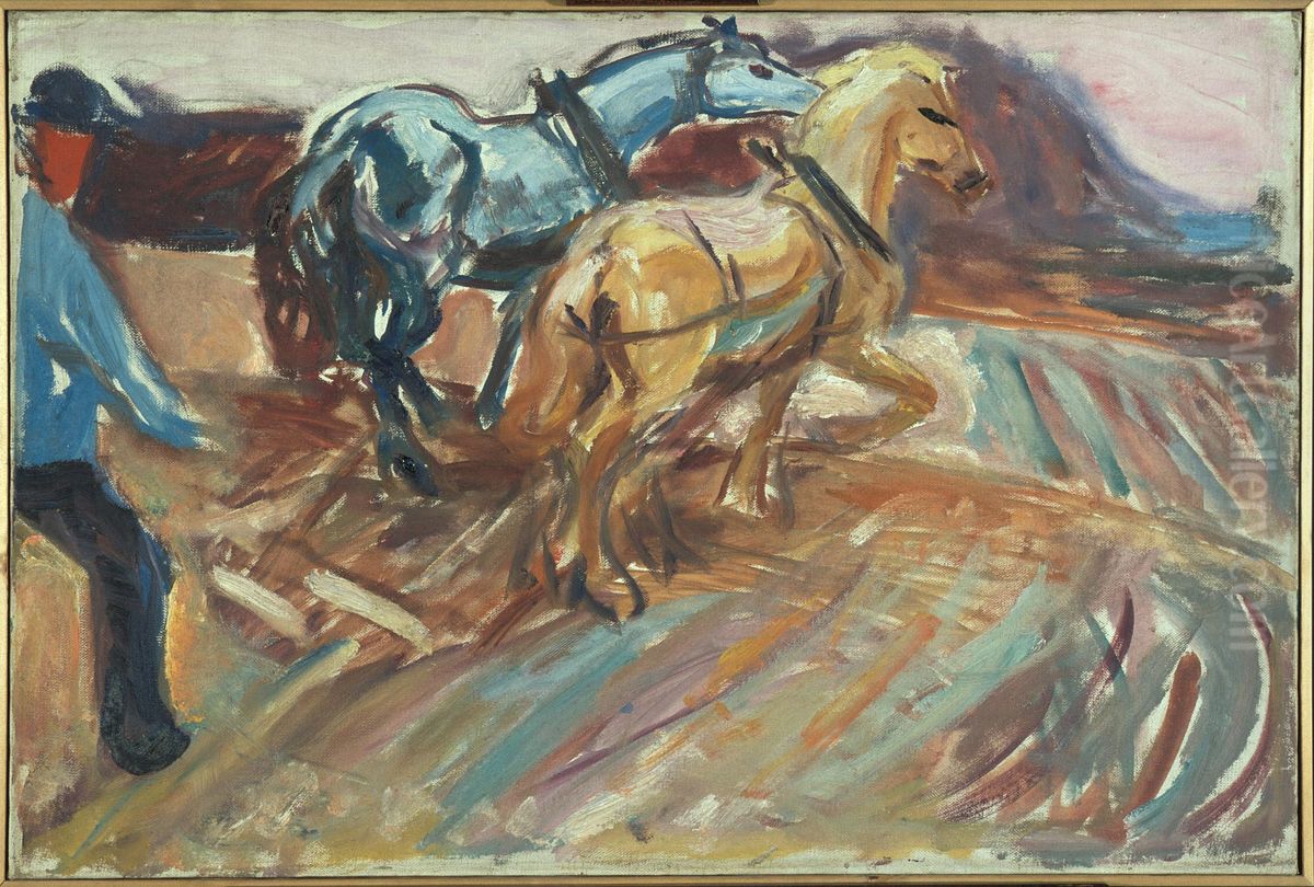 Behind the Plough Oil Painting by Edvard Munch