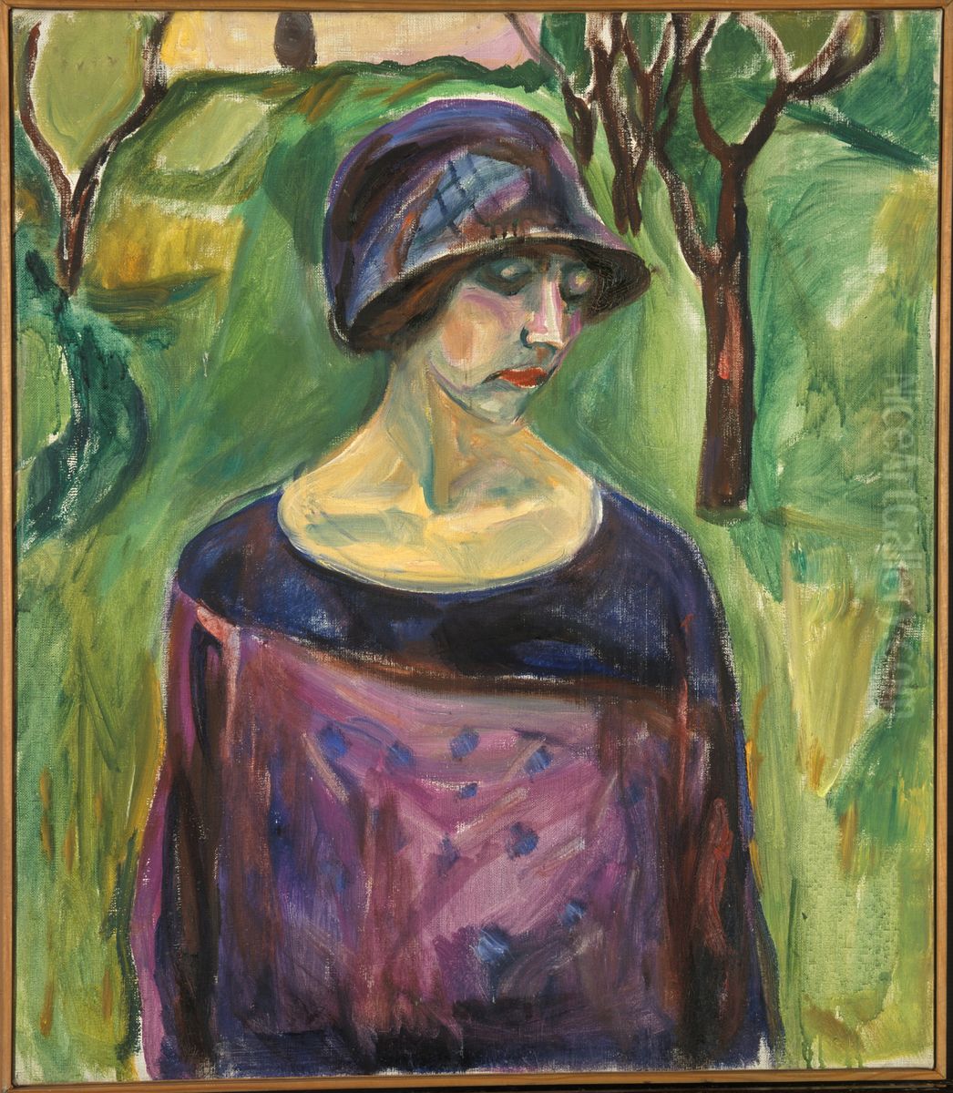 Birgit Prestoe in the Garden Oil Painting by Edvard Munch