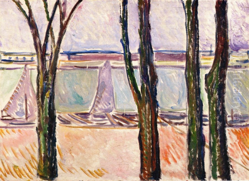 Canal in Warnemunde Oil Painting by Edvard Munch