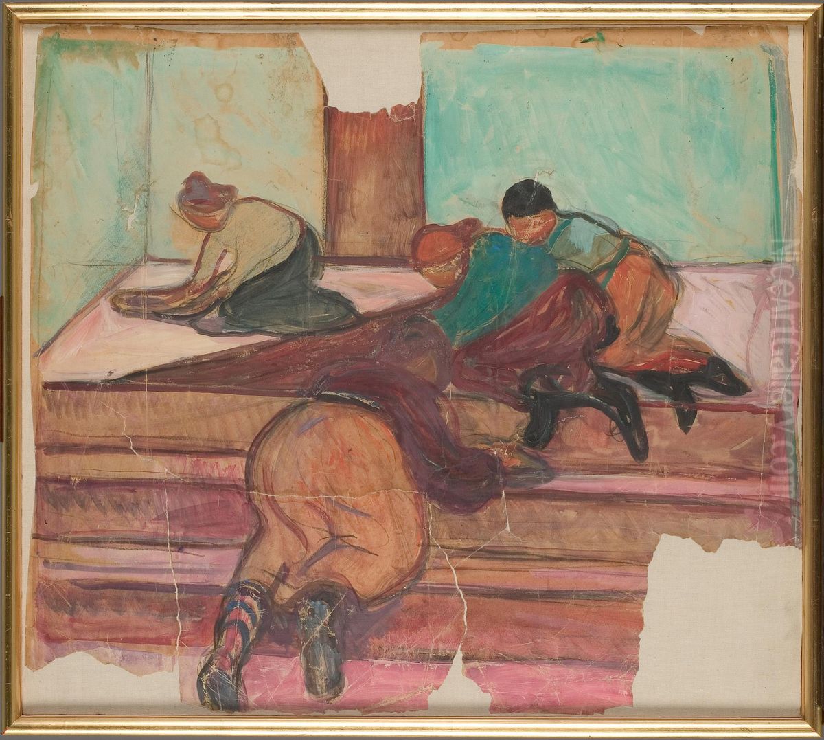 Charwomen on the Stairs Oil Painting by Edvard Munch