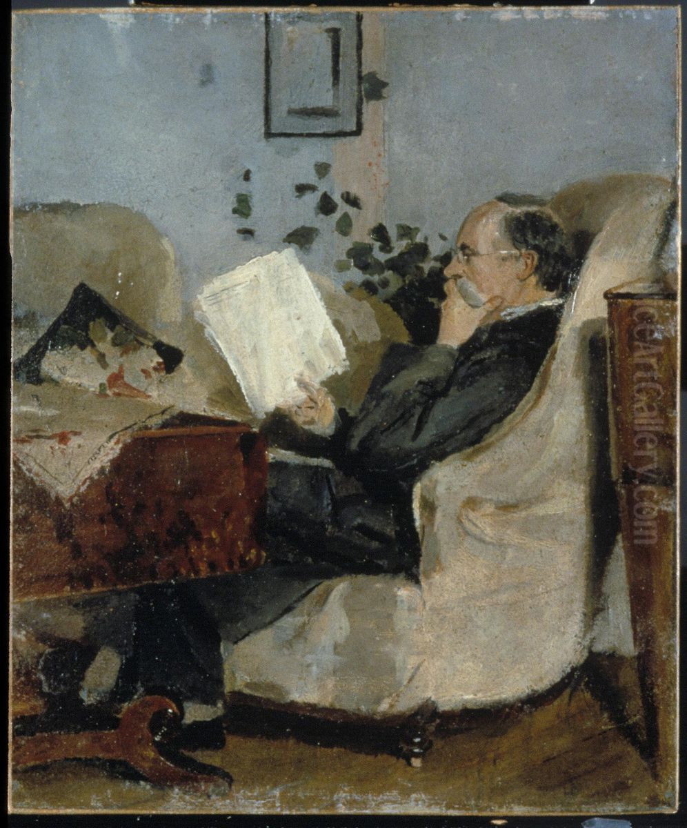Christian Munch on the Couch Oil Painting by Edvard Munch