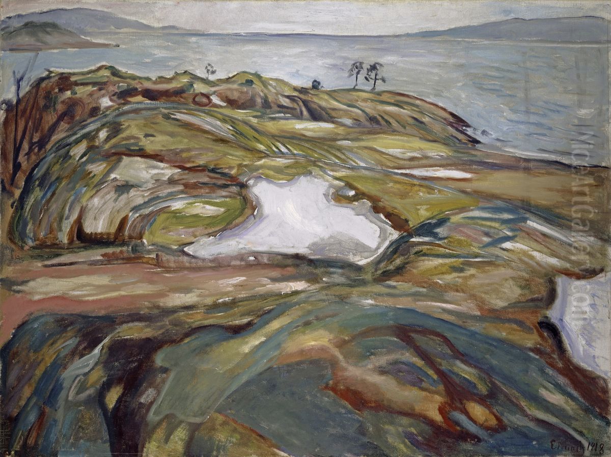 Coastal Landscape Oil Painting by Edvard Munch