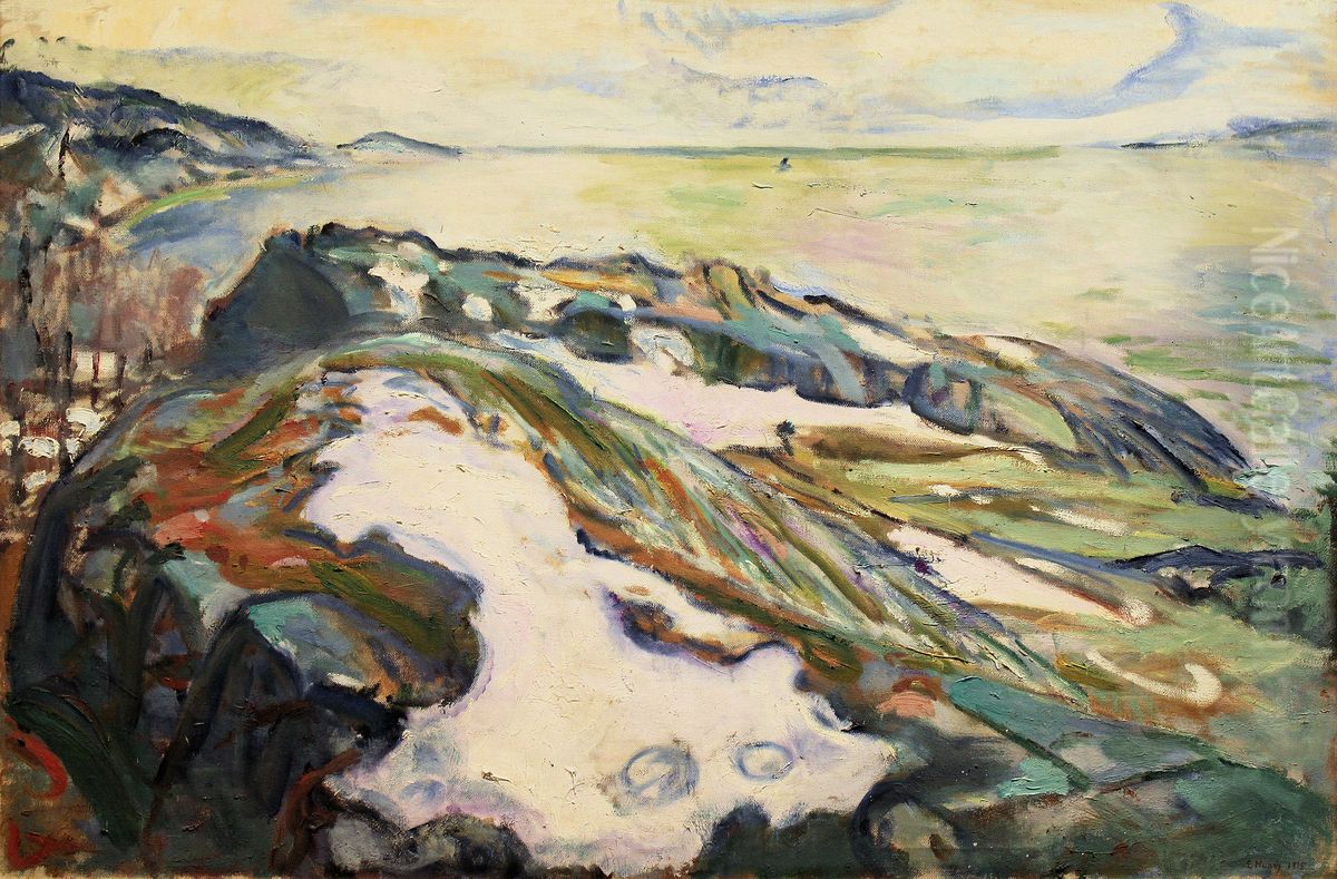 Winter Landscape Oil Painting by Edvard Munch