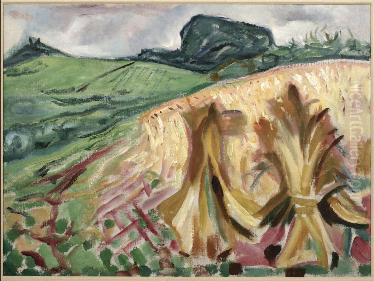 Grain Field Oil Painting by Edvard Munch