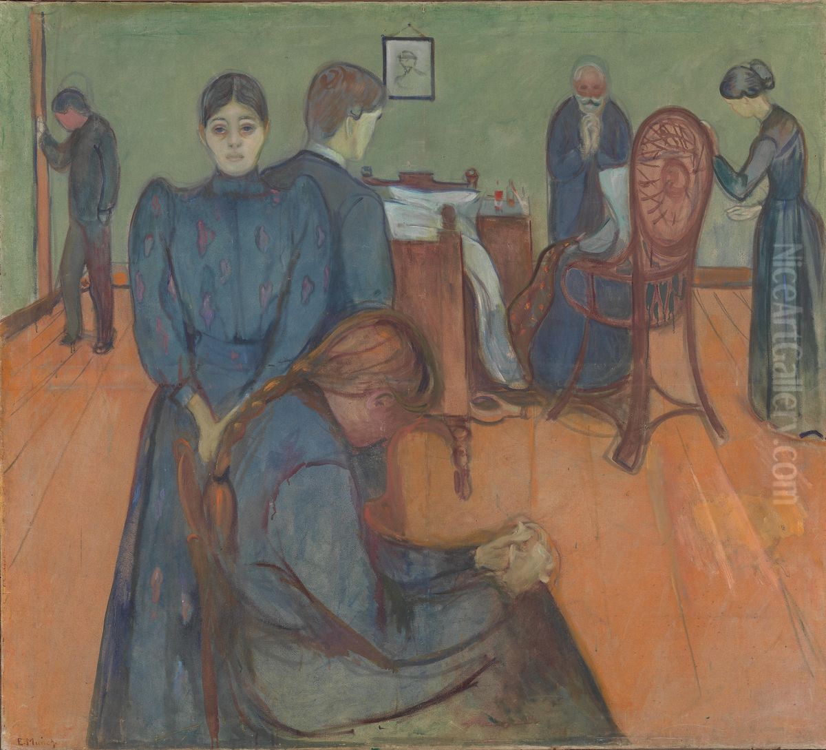 Death in the Sickroom Oil Painting by Edvard Munch