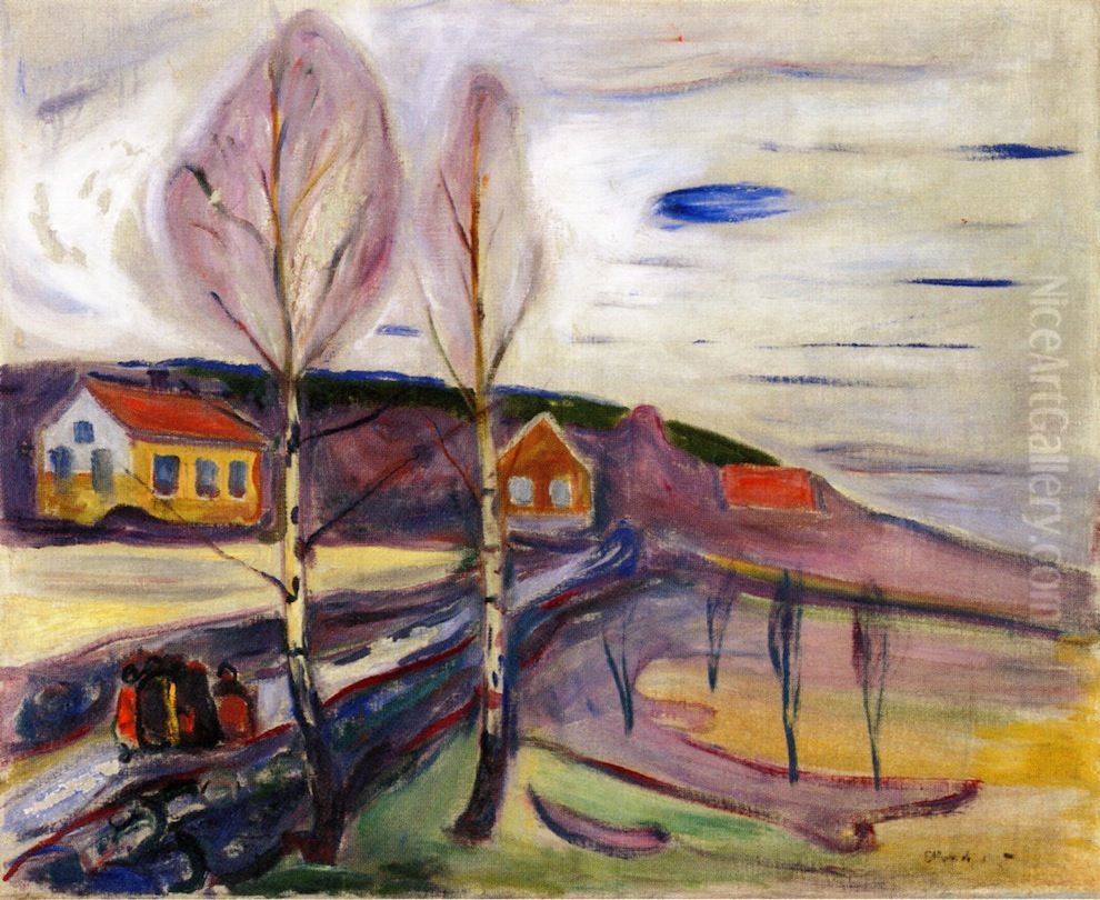 Early Spring in Asgardstrand Oil Painting by Edvard Munch