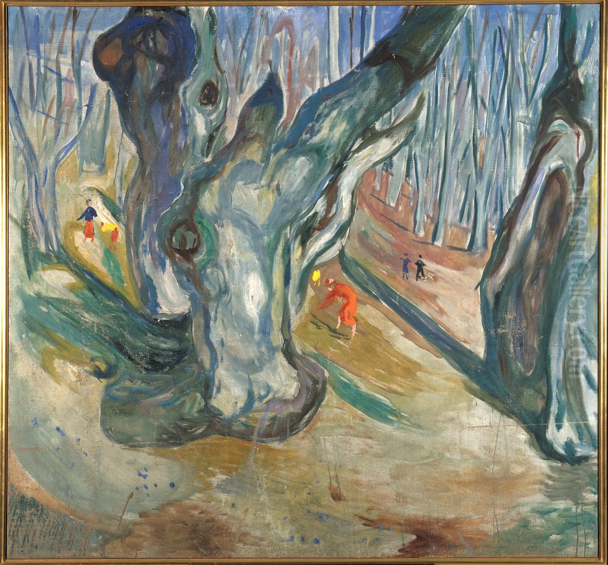 Elm Forest in Spring Oil Painting by Edvard Munch