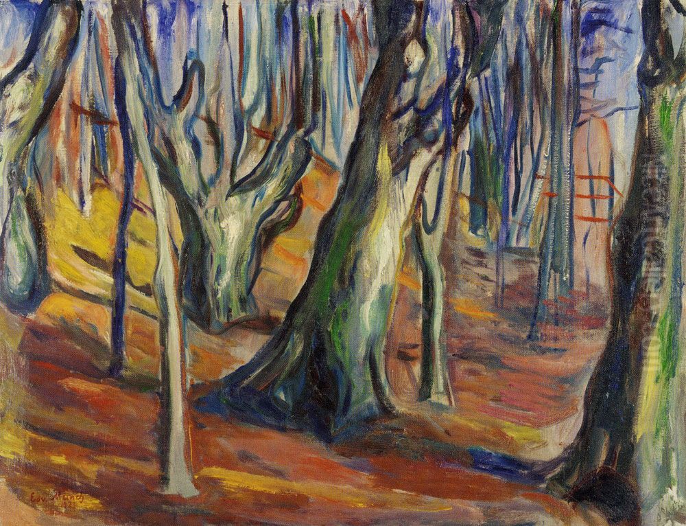 Elm Forest in Spring Oil Painting by Edvard Munch