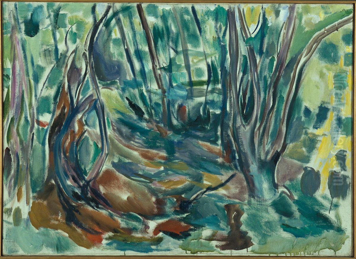 Elm Forest in Summer Oil Painting by Edvard Munch