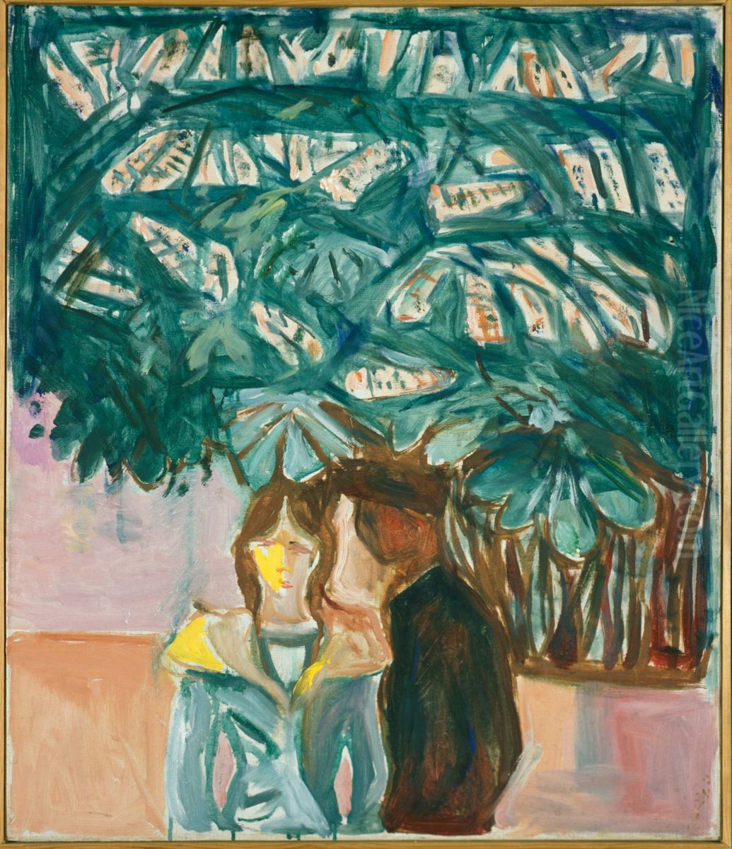 Encounter Beneath the Chestnut Tree Oil Painting by Edvard Munch