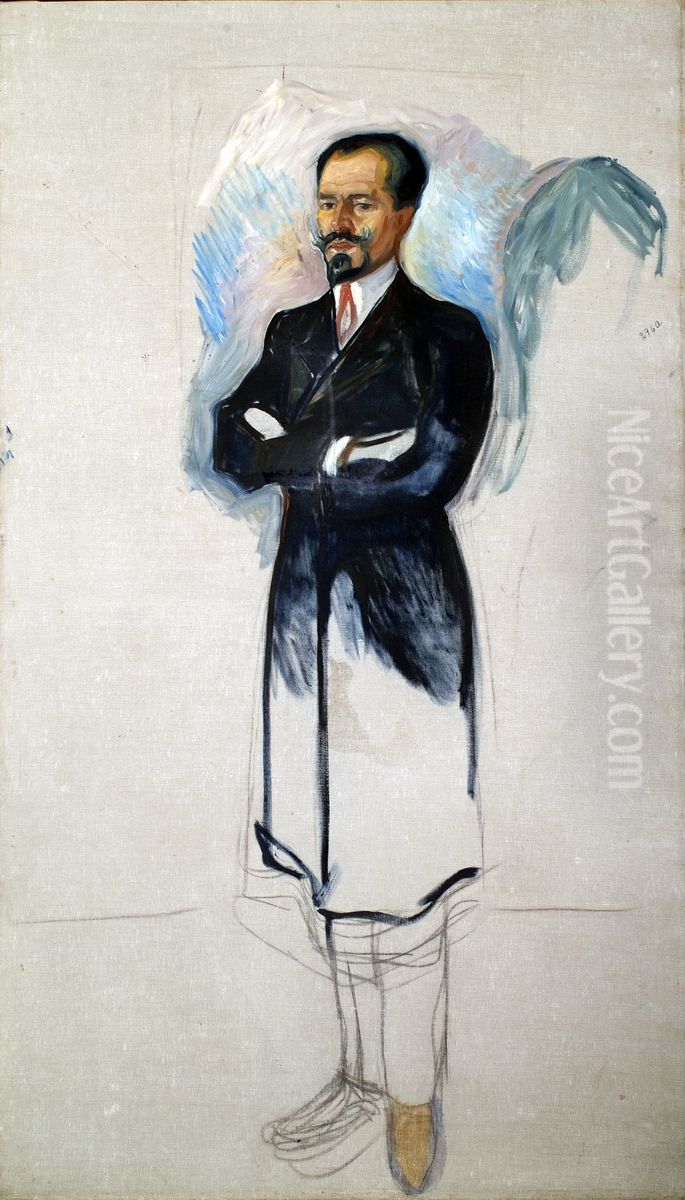 Portrait of Ernest Thiel (Study) Oil Painting by Edvard Munch Portrait of Ernest Thiel (Study) Oil Painting by Edvard Munch