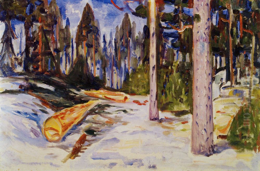 Felled Trees Oil Painting by Edvard Munch