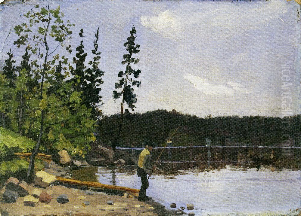 Fisherman by the Water Oil Painting by Edvard Munch