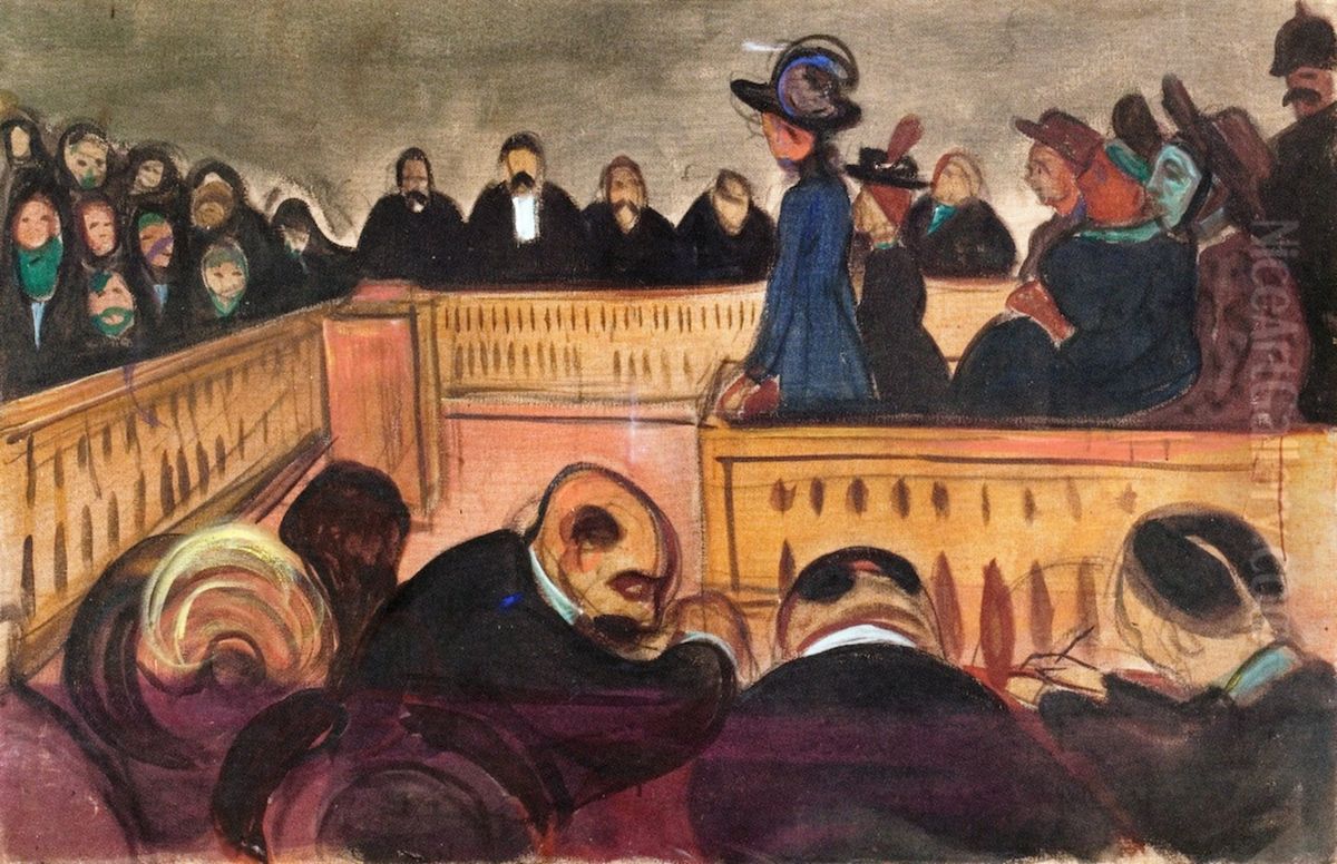 Foster Mothers in Court Oil Painting by Edvard Munch