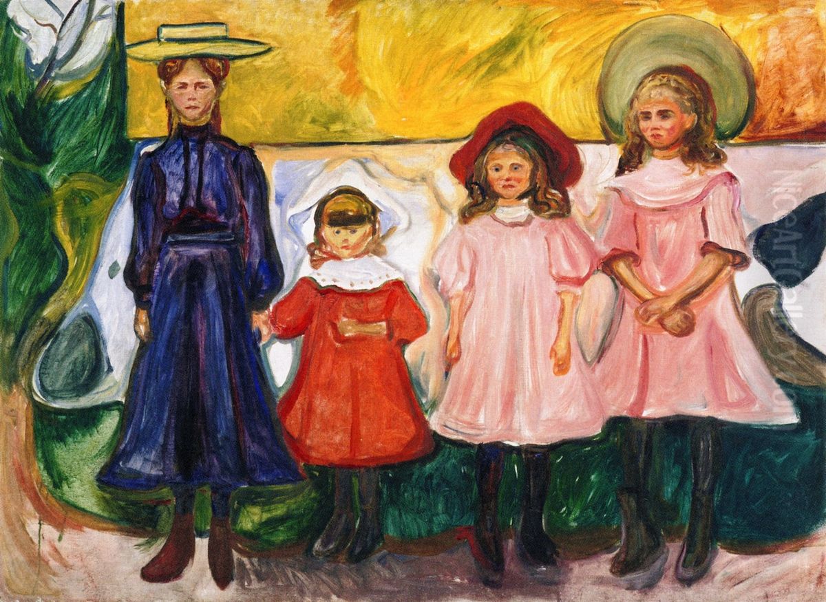 Four Girls in Asgardstrand Oil Painting by Edvard Munch