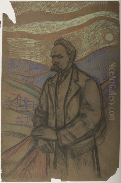 Friedrich Nietzsche Oil Painting by Edvard Munch