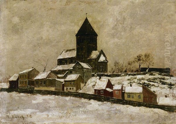 Gamle Aker Church Oil Painting by Edvard Munch