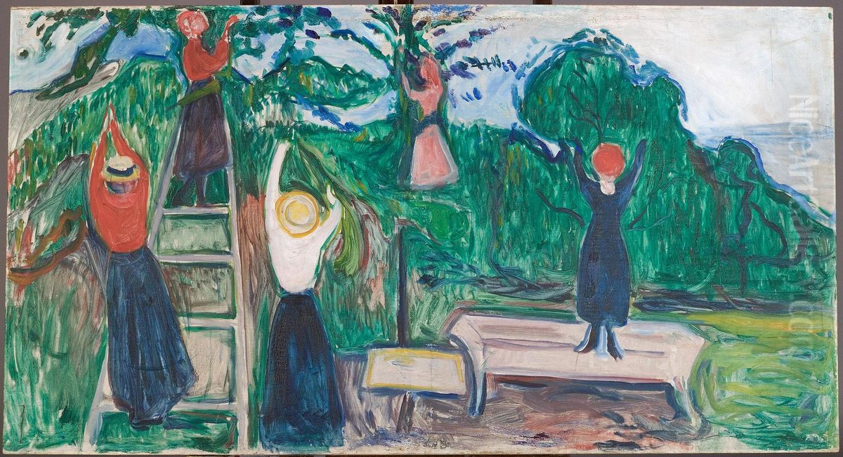 Girls picking Fruit (The Linde Frieze) Oil Painting by Edvard Munch