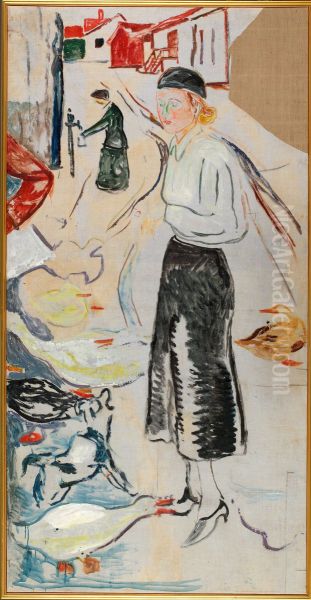 Hanna Brieschke in Asgardstrand Oil Painting by Edvard Munch