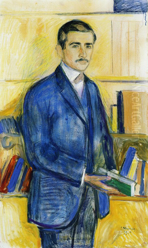 Herbert Esche in the Library Oil Painting by Edvard Munch