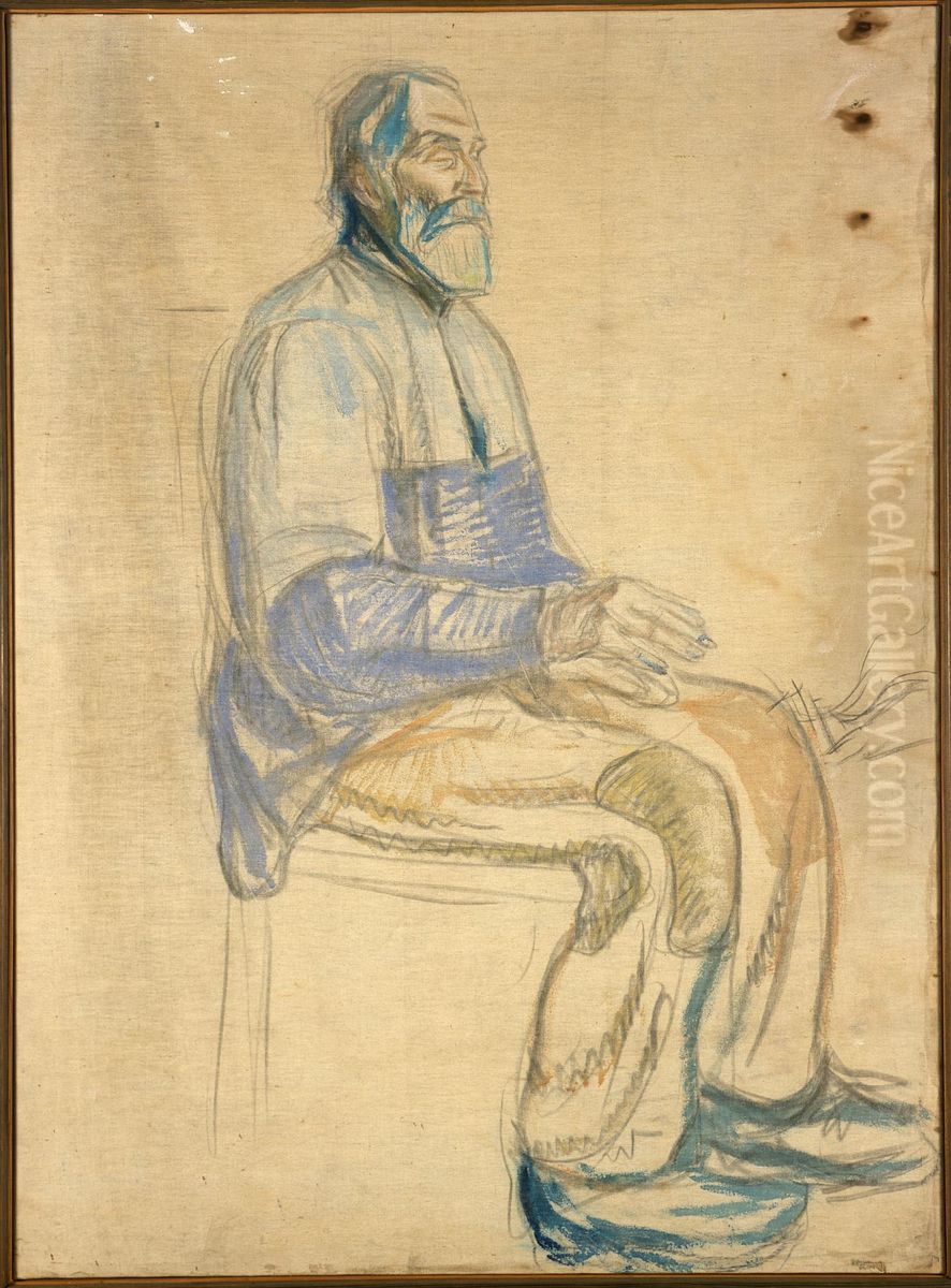 Study for the Old Man Oil Painting by Edvard Munch