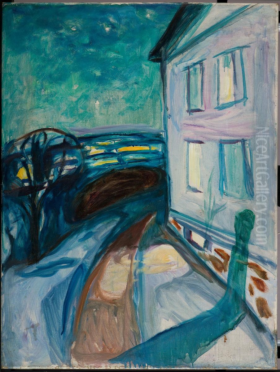 House Wall in Moonlight Oil Painting by Edvard Munch House Wall in Moonlight Oil Painting by Edvard Munch