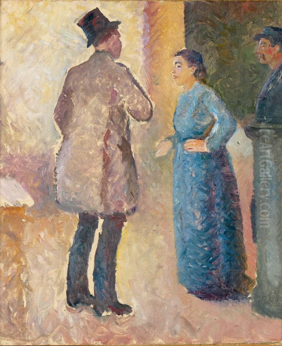 In the Cafe Oil Painting by Edvard Munch