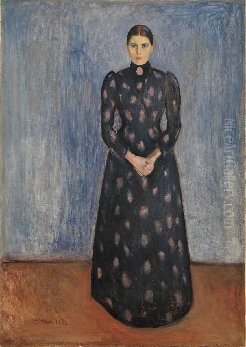 Inger in Black and Violet Oil Painting by Edvard Munch