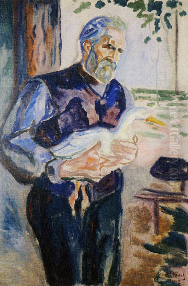 Jensen mit Ente Oil Painting by Edvard Munch