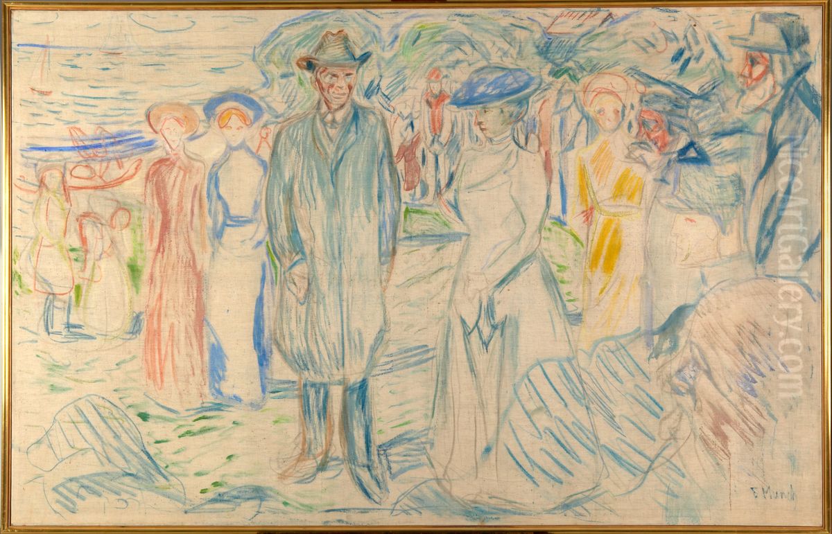 Jonas Lie with his Family Oil Painting by Edvard Munch