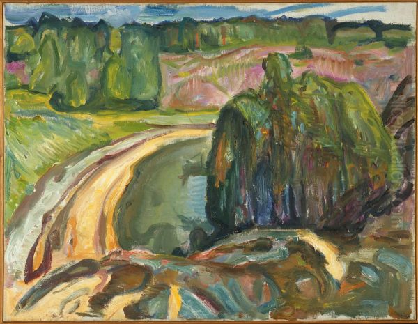 Junipers by the Coast Oil Painting by Edvard Munch