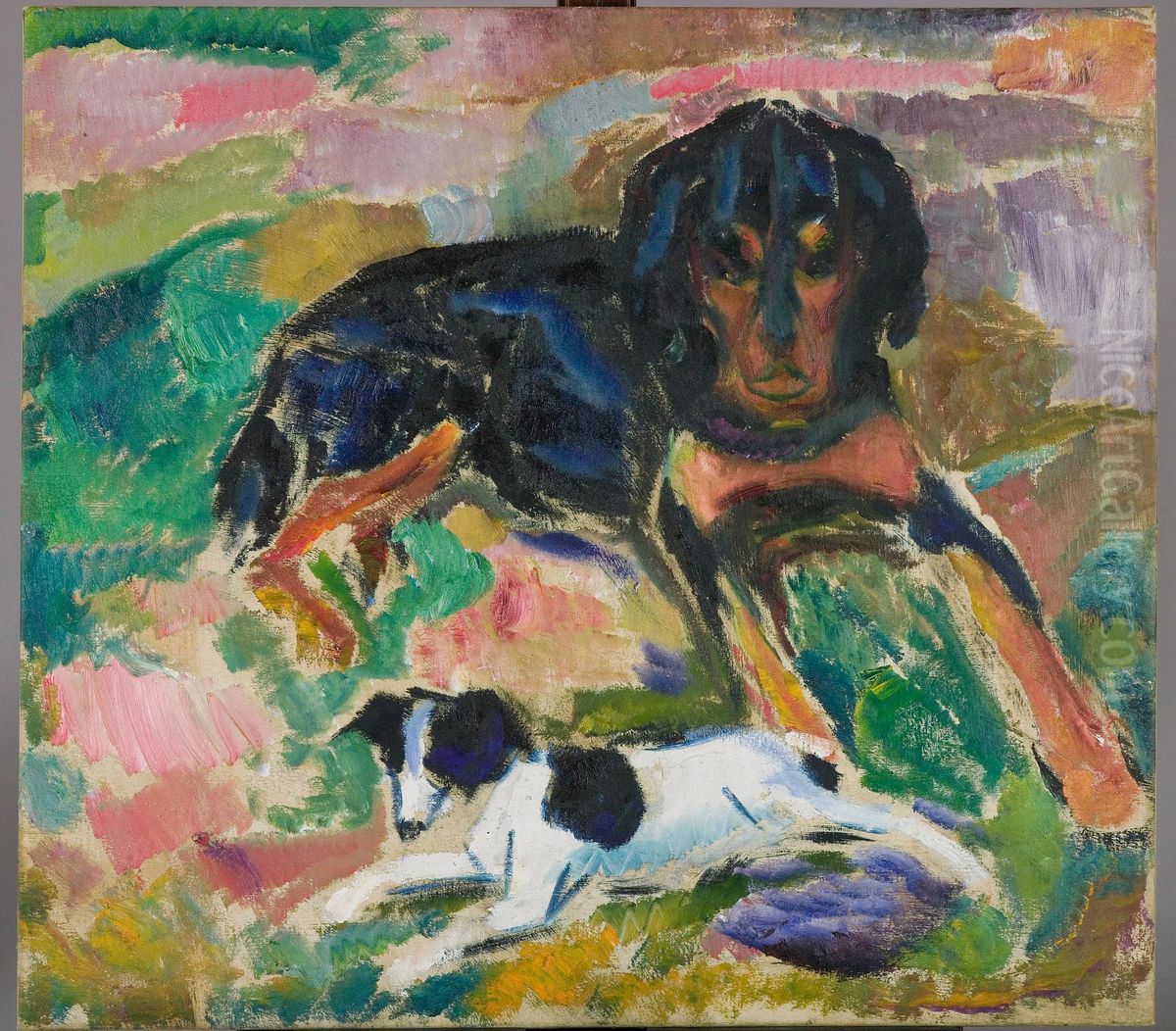 Large and Small Dog Oil Painting by Edvard Munch