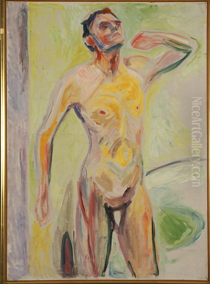 Male Nude Oil Painting by Edvard Munch