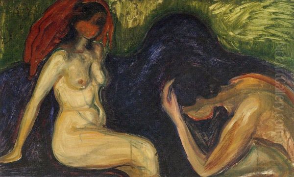 Man and Woman Oil Painting by Edvard Munch