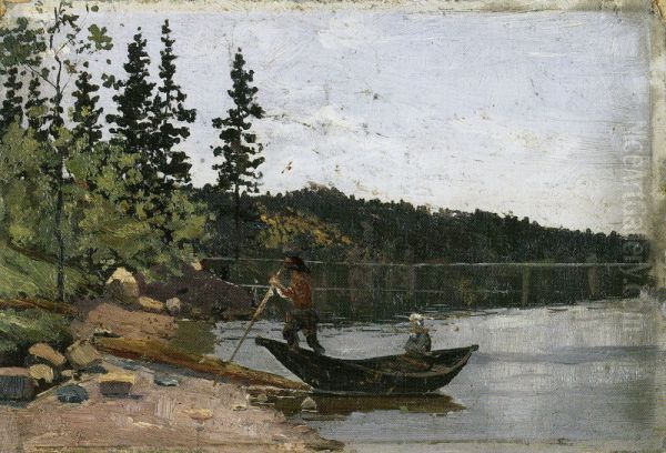 Man and Woman in Boat Oil Painting by Edvard Munch