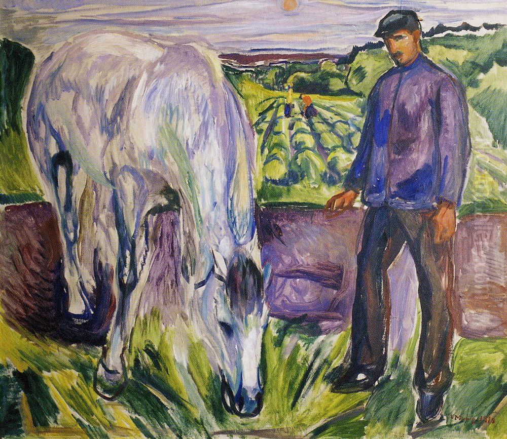 Mann mit Pferd Oil Painting by Edvard Munch