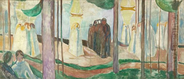 Meeting on the Beach Oil Painting by Edvard Munch