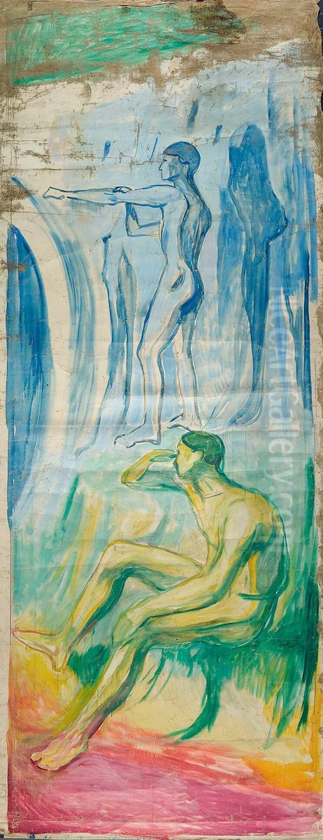 Men Turned towards the Sun Oil Painting by Edvard Munch