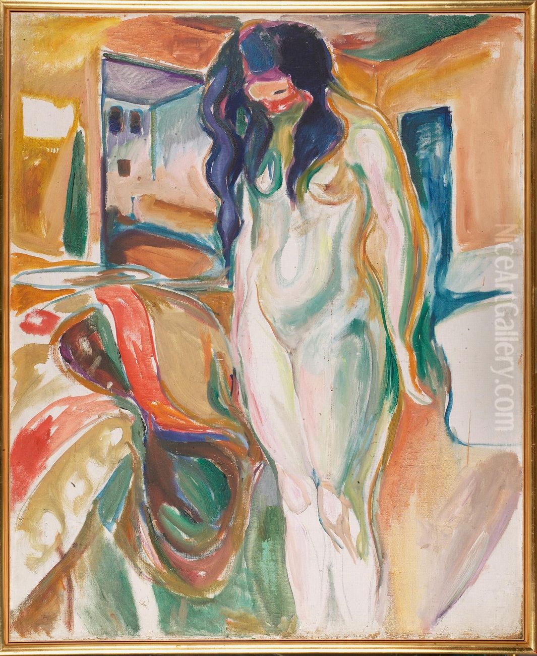 Model by the Wicker Chair Oil Painting by Edvard Munch